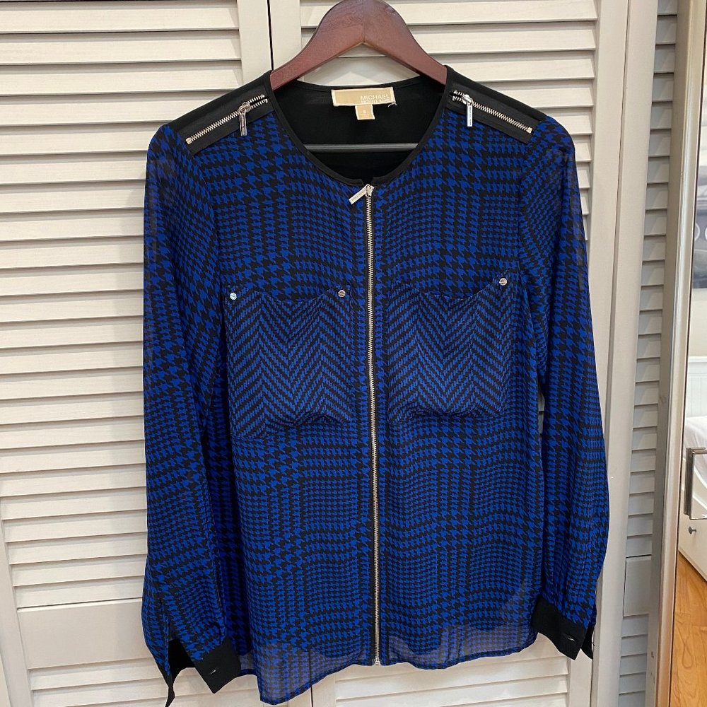 Micheal Kors Zip Front Top Navy/Black